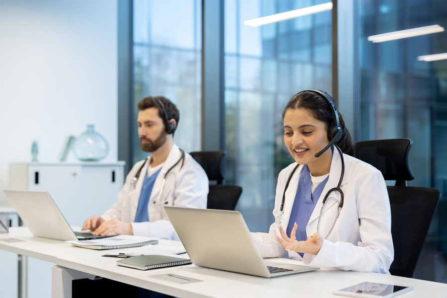 medical call center experts at work a